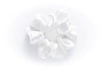 Load image into Gallery viewer, White or pearl 100% mulberry silk scrunchie for anti frizz, anti breakage, hair benefits. Celebrates the wonder of natural hair by providing superior quality, professional hair products for women to achieve healthy, long, strong natural hair. Made in Toronto. 
